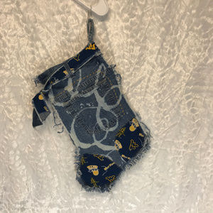 Christmas Stocking Hand Made Denim Distressed WVU